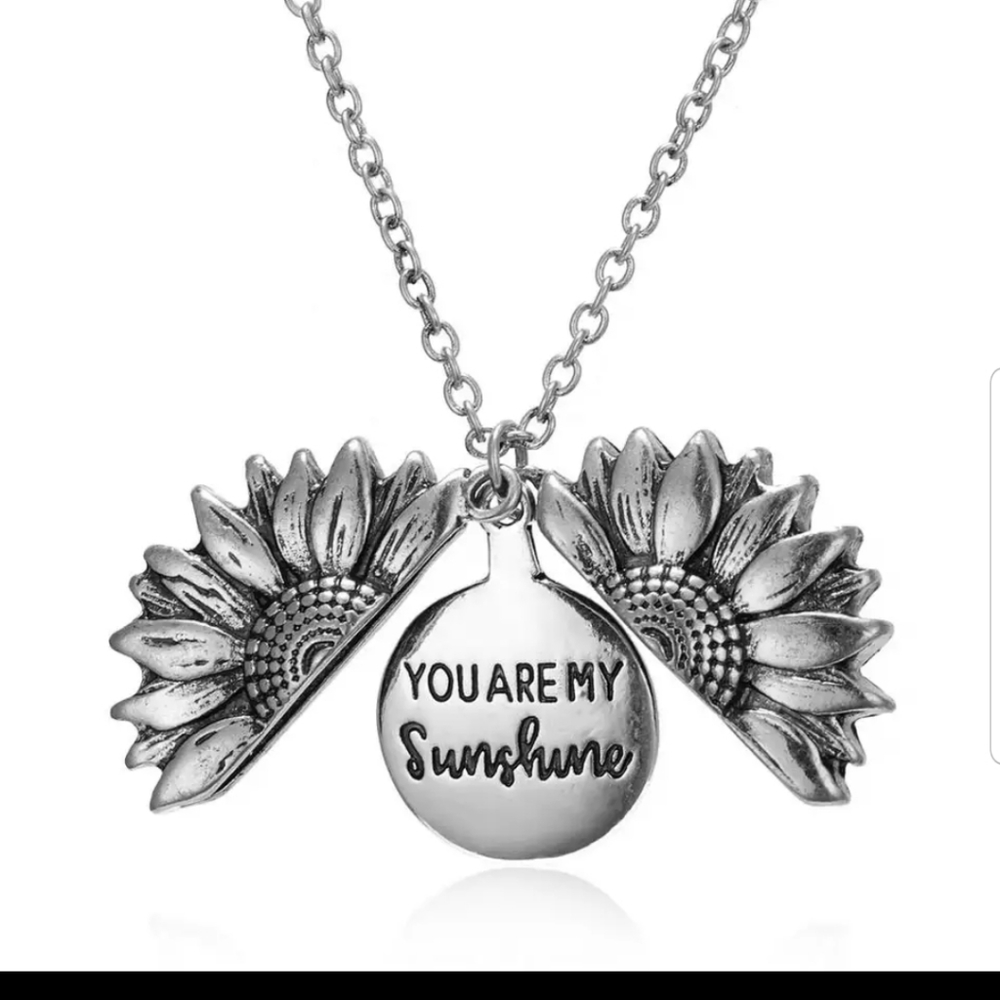 18k yellow rose GP silver sunflower new necklace - Picture 3 of 9